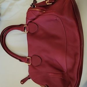 Audrey Brooke Red Leather Three Compartment Purse 16x11x5